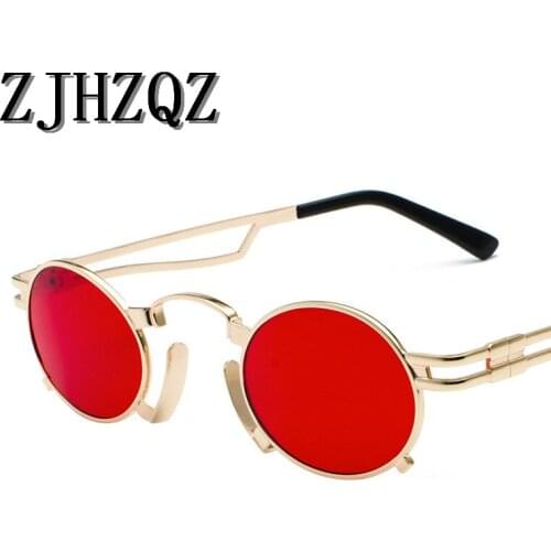 Fashion Mens Vintage Small Round Steampunk Polarized Sunglasses Driving Mirrors Coating Eyewear Retro Punk Pilot Sun Glasses