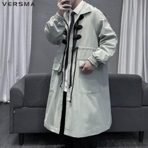 VERSMA Japanese Harajuku Chic Oversized Long Trench Coat Men Hip Hop Russia Long Waterproof Windbreaker Jacket Male Dropshipping