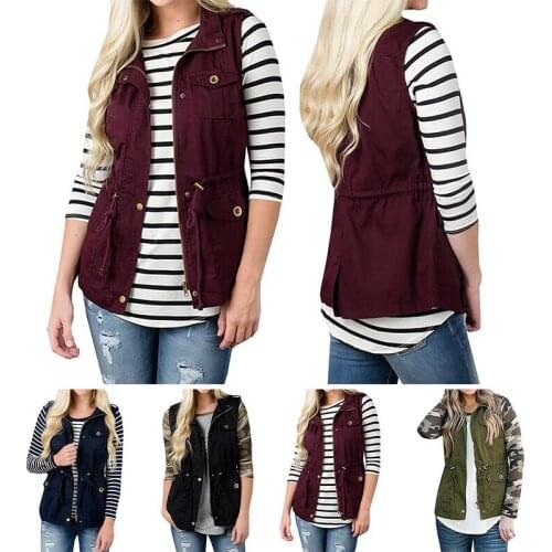 New Women Cargo Utility W/Pockets Drawstring Travel Army Fashion Top