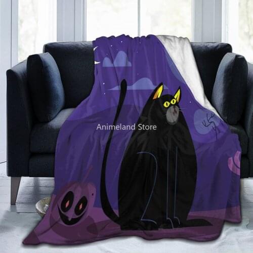 Cartoon Black Cat Blanket Flannel Bedroom Decor for Children and Adults Animal Funny Cute Warm Bedspread Fashion Kids Gift