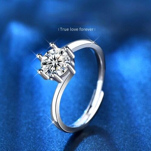 Opening Adjustable S925 Sterling Silver Ring 1ct Diamond Jewelry Moissanite Ring Womens Engagement Ring High Jewelry Gift
