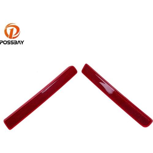 POSSBAY Red Lens Car Rear Bumper Redlector Tail Warning Strip Stickers for Land Rover Discovery 4 2009~2016 Reflective Cover