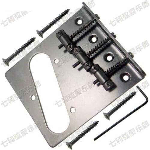 Top-Loading 3 Saddle Bridge For Electric Guitar - Black - 4 Hole Mount -- TTQQ-BK-3A
