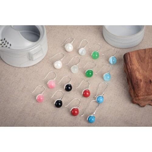 Brinco wedding brincos moda pendientes earring Fashion jewelry blue Oval stone 925 Sterling Earrings