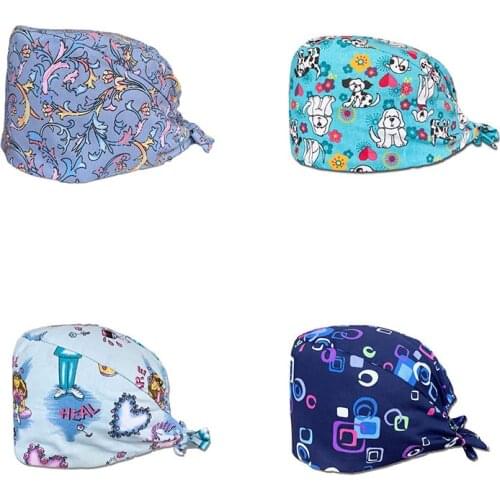 Love Heart Animals Embroidery Nurse Hat For Women Men gorros quirurgic Pharmacy Bonnet Femme Caps Lab Pet Doctor Surgicals Cap