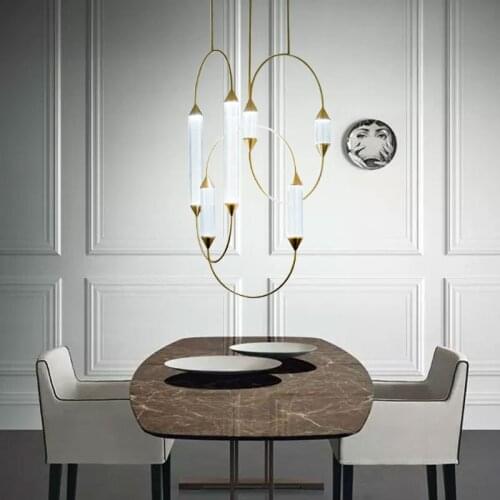 Nordic postmodern chandelier personalized coffee bar dining room living room designer model room zipper Chandelier