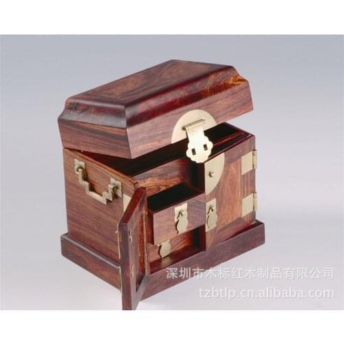 Standard high-grade mahogany wood carved wood antique handmade classical culture and art packaging Muhe jewelry box