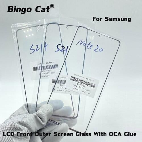 5pc LCD Front Touch Outer Screen Glass with OCA Glue For Samsung S10E S10 Note10 Lite S21 S21+ Note 20 Screen Repair Replacement