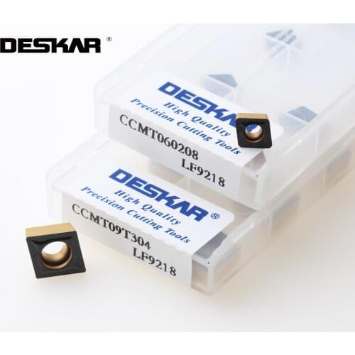10PCS DESKAR CCMT060204 CCMT060208 CCMT09T304 CCMT09T308 LF9218 Turning Tools Inserts Carbide Lathe Cutting Tools For Steel