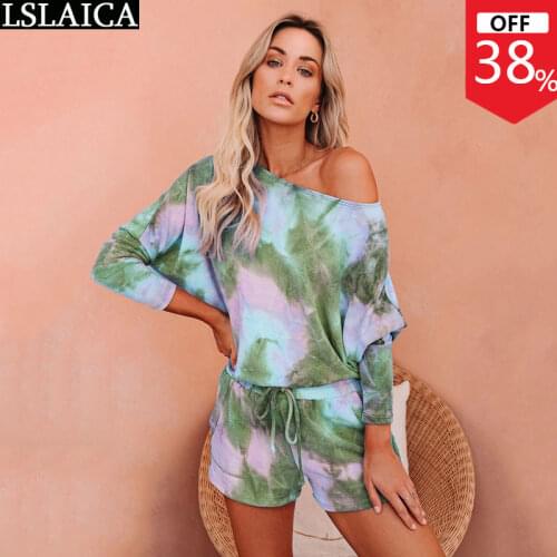 Women Two Piece Set Summer o-Neck Crop Top Shorts Tie-Dye Casual Workout Streetwear Plus Size Two Piece Sets Komplety Damskie