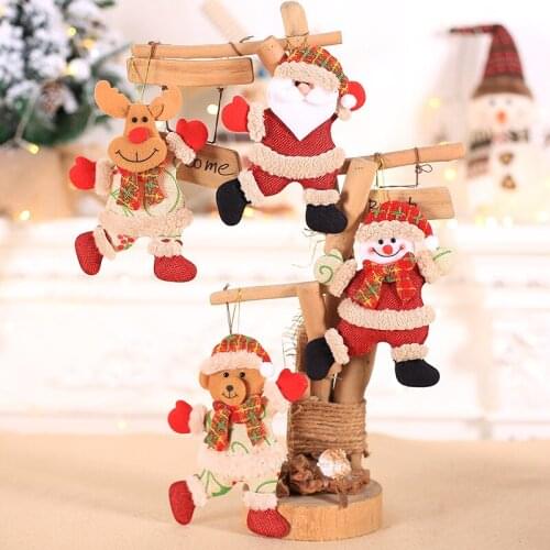 Xmas Gifts 1pc Santa Elk Plush Doll Pendant Christmas Tree Decoration New Year 2022 Navidad 2021 Home Decor Christmas Ornaments