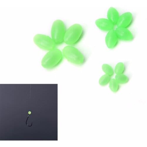 100 Pcs 5mm/8mm/10mm Geen Large hard Rubber Oval Luminous Fishing Beads Lumo Glow Beans Sabiki Snapper Rig