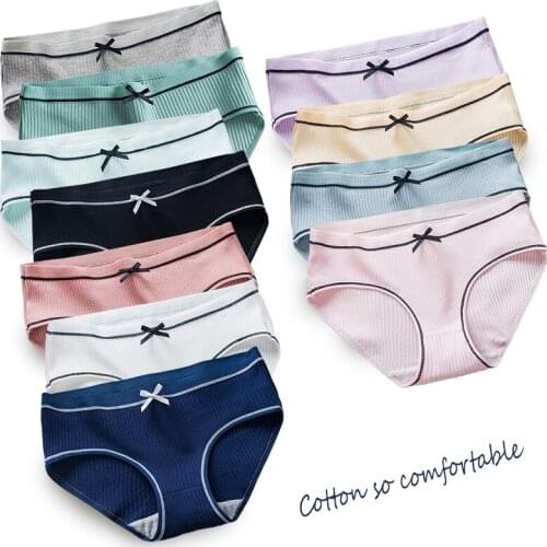 11 pieces100% Cotton Womens Panties Briefs Low Waist Soft Female Underwear Skin-friendly Underpants Lady Intimates