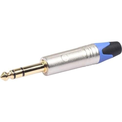 2PCS 6.35mm Jack Stereo Metal 1/4 inch Connector 6.5mm Male Audio Plug Solder Adapter Soldering Gold-plated 6.35 Plug