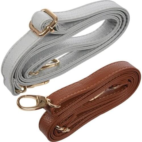 2 Pcs DIY Replacement Leather Bag Shoulder Strap Handle Cross Body Adjustable 140x2cm, Gray & Brown