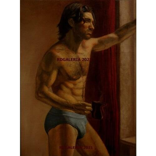 Tasteful Nude Male Nude Acrylic Painting Realism Gay Interest LGBT
