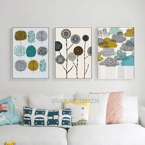 Watercolor Abstract Leaves Canvas Paintings Print Nordic Poster Wall Art Pictures for Living Room Bedroom Unframed