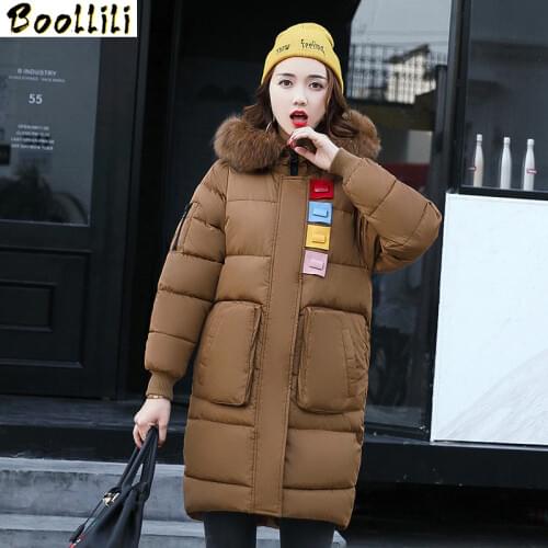 Boollili Parkas Mujer Invierno 2020 Winter Jacket Women Fur Collar Hooded Cotton Coat Female Down Jackets Teenagers Parka