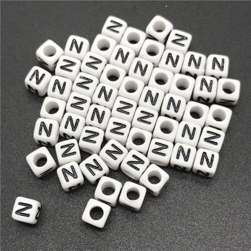 100pcs 6x6mm Letter Beads N Square Shape Alphabet Letter Beads Charms Bracelet Necklace For Jewelry Making Accessories