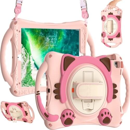 Case for iPad 6 5th 9.7 2018 2017 Stand Pencil Holder for iPad Air 1 2 9.7/iPad Pro9.7 Shockproof Silicon Case Handle Grip Strap