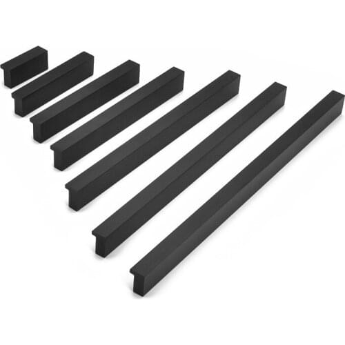 Black Silver Hidden Cabinet Handles Aluminum alloy Kitchen Cupboard Pulls Drawer Knobs Bedroom Door Furniture Handle Hardware