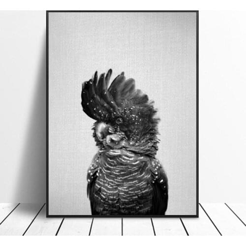 Black White Black Cockatoo Canvas Painting Art Print Poster Picture Wall Modern Minimalist Bedroom Living Room Decoration