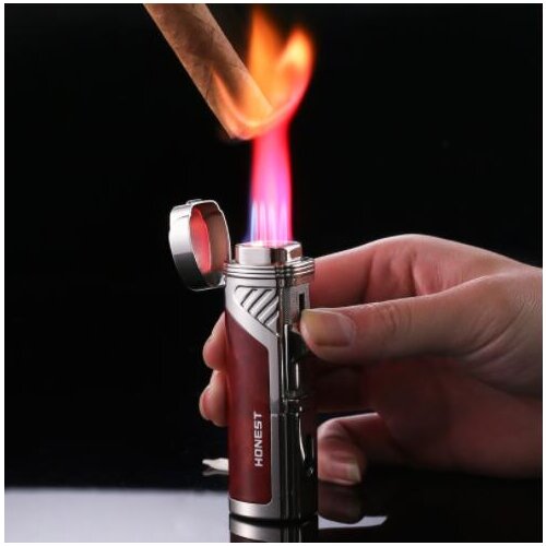 Honest personality cigar knife red fire four direct fire lighter creative windproof lighter spray gun lighter