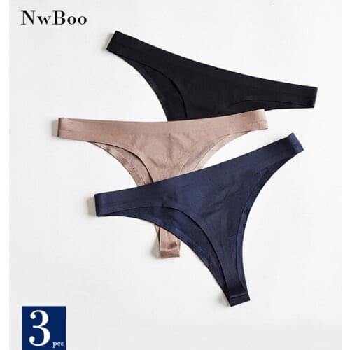 Womens Seamless Panties Silk Smooth Thong Underwear Sexy lingerie String Female G-string Plus Size XXXL