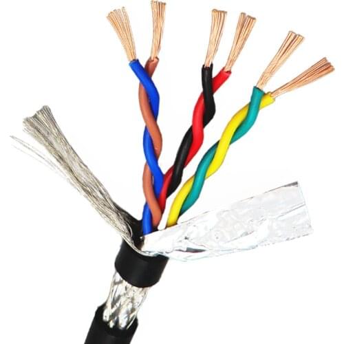 Shielded Wire Twisted Pair Cable 0.3mm² 4,6,8 core with Pure Oxygen Free Copper Double Shield 485 Signal Control Wire 22AWG