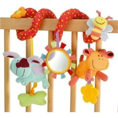 Free shipping High quality elc ultra soft multifunctional animal bed rattles car safety mirror baby toy gift for baby 0~12 month