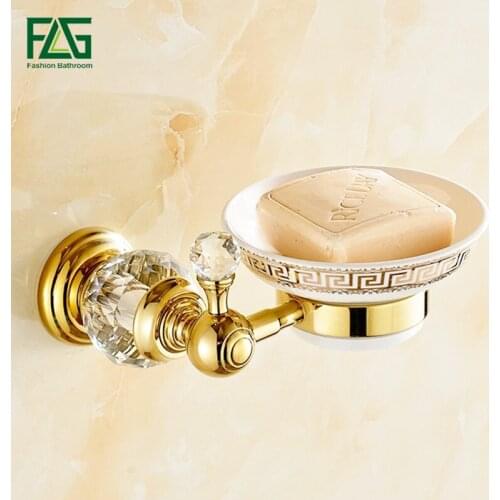 FLG Crystal & Brass & Ceramic Bathroom Accessories Crystal Soap Dishes/ Brass Soap Holder/Ceramic Soap Case