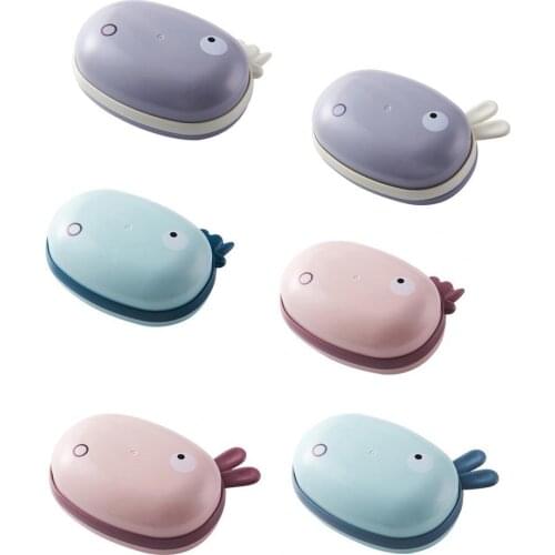 Soap Box Drainable PP Cartoon Waterproof Soap Case Container with Lid for Bathroom