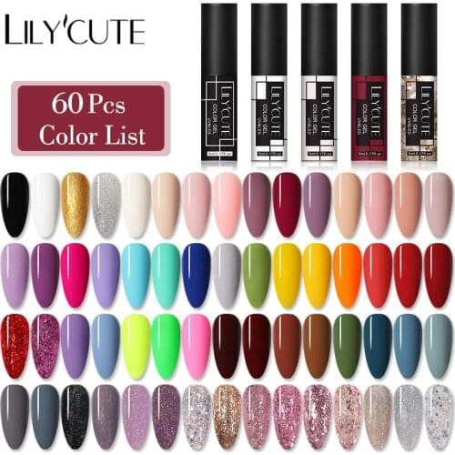 LILYCUTE 60/30/24 Colors Gel Nail Polish Set Semi Permanent Long Lasting UV Led Gel Nail Varnish Soak Off Nail Art Gel Polish