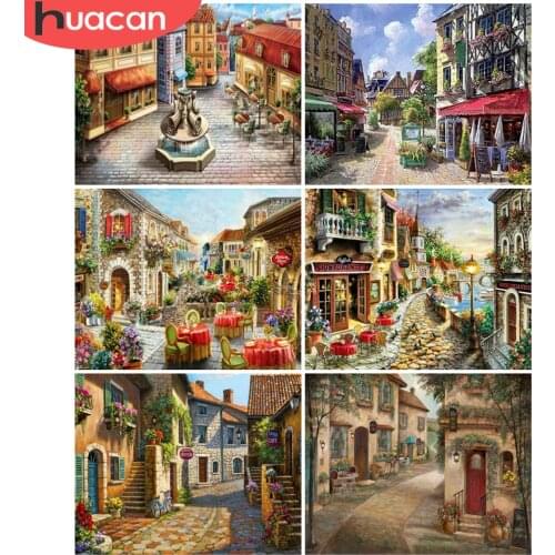 HUACAN Oil Painting By Numbers House Landscape DIY Frame HandPainted Unique Gift Wall Art Picture By Number Flower Decoration