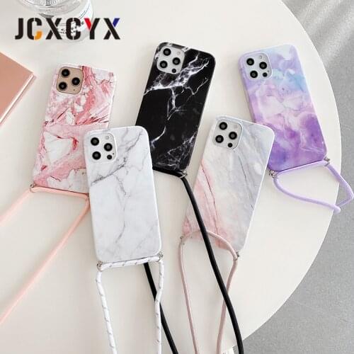 Classic Marble Granite crossbody lanyard soft phone case for iphone 12 MiNi 12 Pro Max 11 Pro Max X XR XS Max 6S 7 8 plus cover