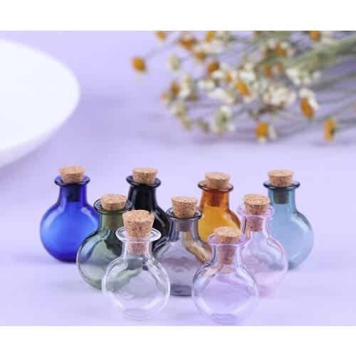 2Pcs Mini Glass Bottles Wishing Bottle with Corks Tiny Jars Vials Storage Bottle