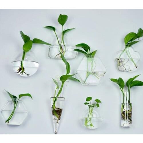Creative Wall Hanging Glass Vase Hydroponic Plant Vase Wall Fish Tank Aquarium Container Flower Planter Pot Home Decor