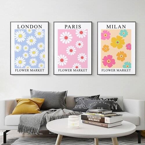 London Paris Flower Market Poster Abstract Floral Art Print Nordic Canvas Painting Modern Wall Picture Living Room Home Decor