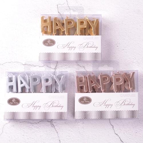 Metal letter candle happy birthday