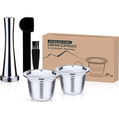For SCISHARE Reutilisable 2 in 1 Usage Refillable Capsule Reusable Refillable Coffee Filter Set
