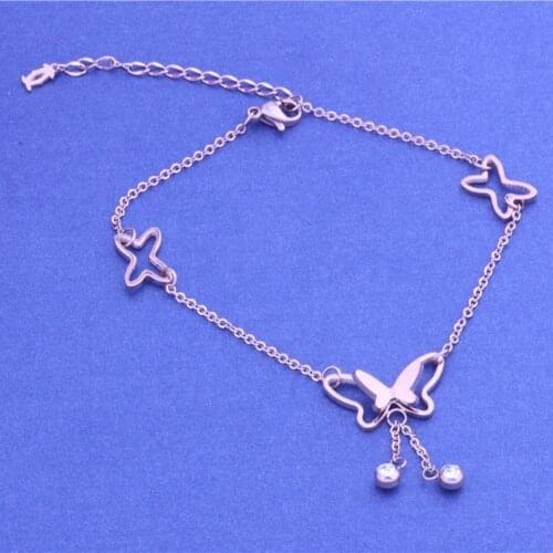 Fashion Barefoot Sandal Beach Foot Chain Rose Gold Butterfly Charm Anklet Bracelet Gift
