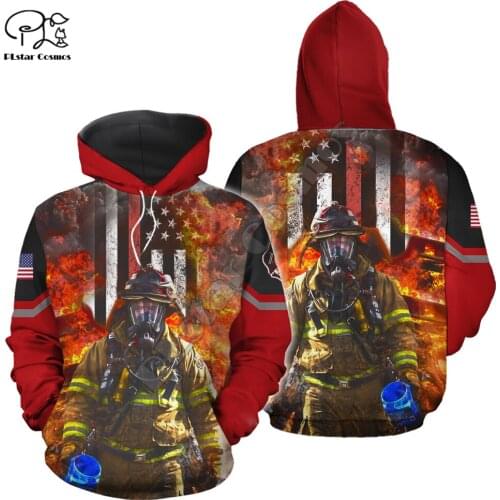 PLstar Cosmos Cool USA Firefighter Fireman 3D Print Hoodies Sweatshirts Zip Hooded For Men And Women Casual Streetwear Q15