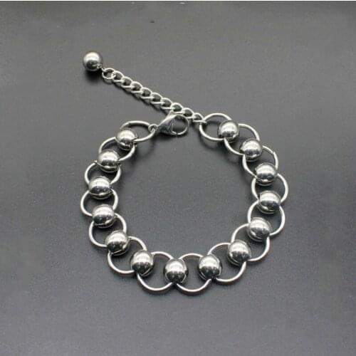 2019 New Design Men Bracelet Stainless Steel Round Beaded Bracelets& Bangles for Women Men Jewelry Gift Pulseira 23cm