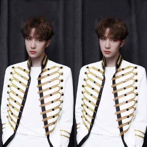 Mens Jacket Suits Court Suit Costume Homme Coat Evening Party Male Blazers Wedding Dress Singer Dancer Clothes Men Suit XS2464