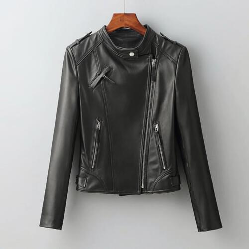 New Women Outerwear 100% Genuine Leather Jackets Sheepskin Short Coats Motorcycle Windbreak Clothing Spring Autumn Female Jacket