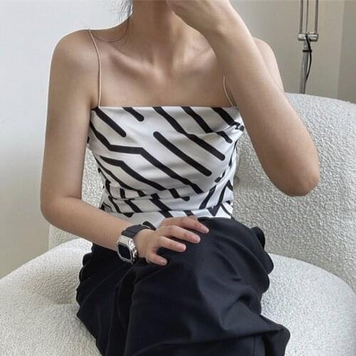 2021 New Summer Casual Ladies Sling Striped High Quality Women Tube Top Cotton Fashion Elegant Slim Female Tops T105