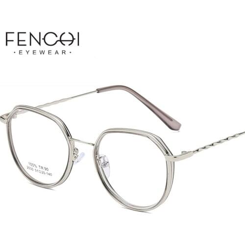 FENCHI TR90 Rose Gold Computer Glasses Frame Men Women Vintage Prescription Eyeglasses Retro Metal Optical Frame Round Eyewear