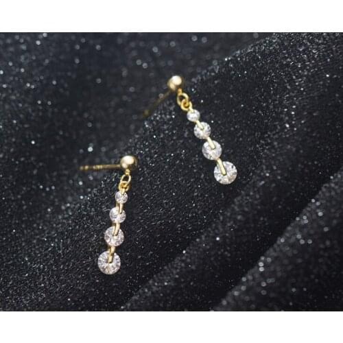 Real. 925 Sterling Silver Fine jewelry Clear zircon round aaa+ &polished Lucky ball Long earrings dangle for Wdding GTLE2949
