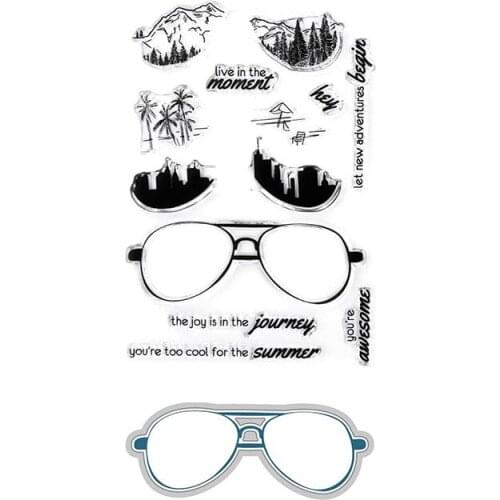 Spectacles Mountain Tree Cutting Dies and Stamps Scrapbook Dariy Decoration Stencil Embossing Template Diy Greeting Card Gift