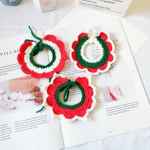 Cat Dog Christmas Scarf Pet Red Green Knit Collar Cat Bell Bandana Puppy Christmas Costume New